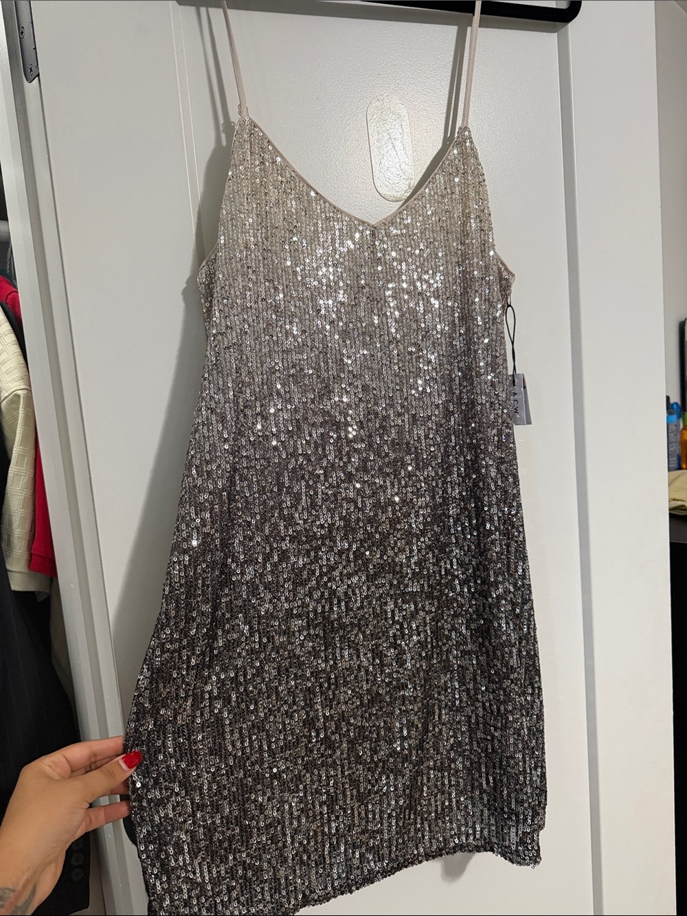 Ardene Silver Ombre Sequin Mini Dress